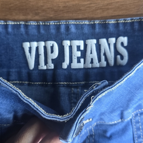 V.I.P Blue Stretch Jean Shorts Juniors Size 5/6 - Picture 2 of 11